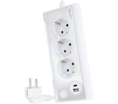 Regleta con interruptor nanocable 10.37.0013-w/ 3 tomas de corriente/ 1 usb/ 1 usb tipo-c/ blanca