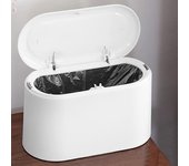 Papelera de escritorio con tapa, mesa compacta portátil, cubo de basura de escritorio, mini bote de basura tipo prensa de plástico, cubo de basura para encimera, cesta de basura para habitación