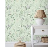 Muestra DIN A4 de Papel pintado lavable de ramas flores y pájaros estilo romántico - Alison Garden 680928 de GAULAN