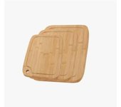 Set de 3 Tablas de Cortar de Bambú, Bloques de Corte de Bambú Natural con Canaletas para Jugos, Tablero de Cocina Antibacterial I Para Cortar Queso, Carne, Frutas, Verduras.