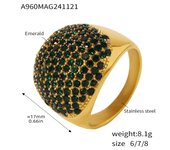 Encanto Un anillo de acero de titanio Gypsophila con circonita con incrustaciones a mano, joyería galvanizada de lujo de alta calidad 316L anillos de acero inoxidable para mujer Bling Cubic Zirconia turquesa mujeres anillos redondos