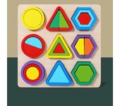 Wooden Geometric Shapes Colorful Montessori Puzzles Cognitive 3D Toddlers Education Board Math Sorting Games Children's toys