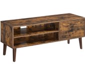 VASAGLE Mueble de TV, Mesa de TV, para televisores de hasta 55 Pulgadas, Largo de 120 cm, Centro de Entretenimiento, de Mediados de Siglo para Salón, Dormitorio, Blanco/Marrón Rústico