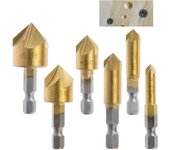 6 uds HSS chaflán cortador 90 grados 5 flauta chaflán cortadores agujero 1/4 "6mm 8mm 9mm 12mm 16mm 19mm herramienta de bricolaje