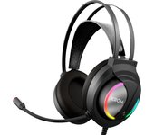 KROM KAPPA - Auriculares Gaming con Micrófono, Sonido stereo RGB LED Rainbow, Altavoces 50mm, Diadema Ajustable, Micro Flexible, USB,PC, Negro