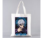 Gojo Satoru Jujutsu Kaisen Otaku  2 Pcs Burlap Tote Bag Set, Large Capacity Shoulder Bag, Reusable Shopping Bag with Coin Purse