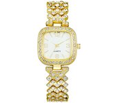 Reloj para mujer estudiante con forma cuadrada, numeración y piedras brillantes, correa de brazalete, un reloj para la joven