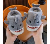 Zapatillas de algodón para Niños, zapatos de dibujos animados, lindo, tiburón, casa caliente, enroscada