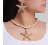 3 Pcs/set Simple Fashion Starfish Pendant Necklace Ocean Style Party Banquet Exaggerated Earrings Personalized Women Jewelry Set