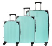 DAM Juego de 3 maletas Trolley, en material ligero ABS de alta resistencia con esquinas reforzadas. Cerradura numérica y 4 ruedas dobles extraíbles y giratorias 360°.  52x31x78Cm