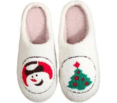 ZAPATILLAS DE NAVIDAD PARA MUJER - Zapatillas de casa para interiores mullidas, acogedoras y cálidas - Bonitas zapatillas con forma de árbol de Navidad para mujer