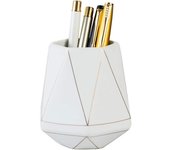 Taza olla escretorio ordenado organizer maquillaje Cuchillo titular (Blanco) Cerámica escretorio Pluma soporte Línea de Oro