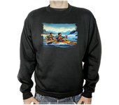 MERCHANDMANIA SUDADERA NEGRA deporte playa kayak amigos isla tropical adulto poliester algodón sweatshirt