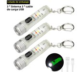 1-10PCS Fluorescent Flashlight Mini Keychain Light Rechargeable Multi-function Portable Magnetic Torch Lamp IP66 Warning Light