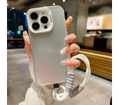 Fashion Lanyard Bracelet Silicone Metallic Aurora Matte New Case For iPhone 16 15 14 Pro Max Soft Shockproof Cover