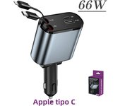 120/66w 4 IN 1 Retractable Car Charger Mobile Phone USB PD Type C Cable For iPhone Fast Charge Cord Cigarette Lighter QC Adapter