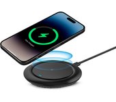 Base de carga inalámbrica KSIX Fast Charge 15 W, Para smartphones y auriculares Qi, Carga rápida, Cable USB-C a USB-C, Negro