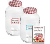 MundoTarros - Tarros de Cristal de 4 litros con Tapas de Metal - Frascos grandes de 4000 ml para Conservas, Encurtidos, Alimentos Caseros - Botes de 4 litros de Vidrio - Incluye Etiquetas