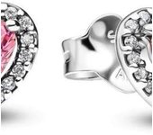 Pendientes Pandora Timeless 298427C02 con corazón rosa en relieve, plata de ley con circonitas, 3,5 x 6,8 x 7 mm, plata de ley, circonitas cúbicas，Incluye Caja Original