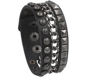 2024 New Cuff Wrap Gothic Wristband Bracelet Punk Rock Biker Wide Strap Pu Leather Bracelet Bangle Jewelry