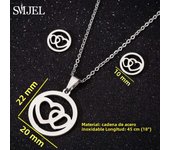 SMJEL Stainless Steel Love Heart Necklaces Women Girls Golden Jewelry Sets Simple Wedding Wave Heart Earrings 2022 Wholesale