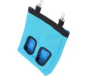 Bolsa de heno para conejos, comedero colgante para cerdos, bolsa de almacenamiento para animales pequeños (azul)