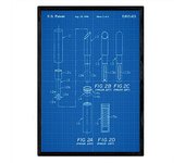Nacnic Poster Con Patente De Pintalabios 2. Lámina Con Diseño De Patente Antigua En Y Con Fondo Azul
