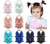 16 Pieces Babies Tiny 3 Inches Hair Bows Rubber Bands Hair Ropes Ponytail Holders for Baby Girls Infant Kids Hair Acessor