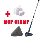 360° Cleaning Mop Rotatable Water Absorption Triangular Mop Foldable Automatic Water Squeezing Wall Cleaning Mop OR 3 Mop Cloth