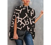 Women's Cape Sleeve Oversize Blouse Tie Closure High Neckline Caftan Body Loose Tops