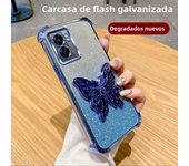Luxury Glitter Butterfly Holder Phone Case for Oppo A60 A18 A38 A55 A56 A57 A77 A36 A35 A32 5G TPU Plating Protector Back Cover