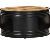 vidaXL Mesa de centro de madera de mango maciza 68x68x36 cm Negro, Blanco, Marrón Mesita de Salón o Comedor o Auxiliar Mesa de Café Meuble Salón