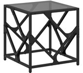 vidaXL Mesa de centro de acero superficie de vidrio 40x40x41 cm Transparente, Negro, Mesita de Salón o Comedor o Auxiliar Mesa de Café Meuble Salón