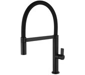 Imex Laos GCE012 grifo de cocina alto negro mate con manguera extraíble