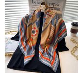 Europe America Versatile Shawl Hijab Hairband Headband Neckerchief Shawl Bandanna 90X90cm Luxury Brand Flowers Print Silk Scarf