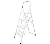 SANCO STORE - ORYX Escalera Domestica Acero 4 Peldaños, Escalerilla Blanca