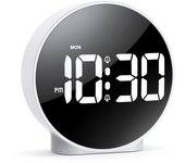 Reloj despertador digital, despertador con pantalla LED colorida para mesita de noche, reloj digital alimentado por batería o USB con función de repetición, brillo de 4 niveles, para personas que duermen profundamente