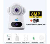 4G Camera With Sim Card 8MP 4K Dual Lens Dual Screen Two-Way Audio Indoor Baby Monitor IP Camera CCTV Surveillance Home Security