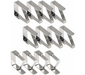 SOMY Clips para mantel de exterior, clips para mantel, 12 clips para mantel de acero inoxidable, clips para mantel antideslizantes, mantel fijo para mesa de 10-30 mm de espesor