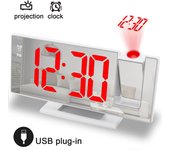 Reloj Digital LED para mesa, despertador electrónico de escritorio, Radio FM, proyector de tiempo, función de repetición, alarma