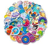 50pcs Space Planet Sticker Planet Meteorite Combination Astronaut Sticker Cute Sticker Pack Laptop Skin Waterproof Phone Case