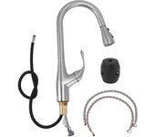 Grifo de fregadero de cocina, Grifo de fregadero Monomando de baño giratorio de 360 Grados, Grifo de fregadero con rociador plegable