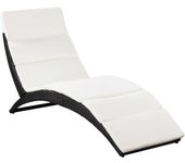 vidaXL Tumbona con cojín de ratán sintético Gris, Marrón, Negro y blanco Sillas de Exterior Ideal para jardín, playa, piscina, terraza Tumbona Piscina Tumbonas Playa Tumbonas Jardín Exterior