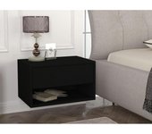 Vente-unique - Conjunto de 2 mesitas de noche flotantes - 1 cajón y 1 estante - Negro - RITAMI