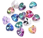 20Pcs/Lot Glass Heart Beads Blue 14mm Crafts Material DIY Crystal Charm Love Pendant Earings Jewelry Making Necklace Accessories