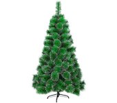 Árbol de Navidad de pino, decoración navideña, árbol de nieve, fácil montaje, altura 60cm 90cm 120cm 150cm 180cm 210cm, verde, verde con nieve y blanco，Árbol de Navidad Artificial, Material PVC Aguja de Pino, Hogar Decoración para Navidad