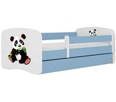 Cama 140 x 70 cm Kocot Kids com gaveta e colchão BabyDreams Panda 2 Blue