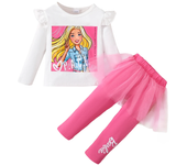 2PCS Kids Girl Clothes Set Cartoon Pattern Fashion Long Sleeve Top+Skirt Pant Spring&Autumn Lovely Wear for Child Girl 1-6 Years