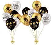 Ballon de Gratuation 2024, 15 pcs Ballons Set Noir Or Remise de Diplôme Décoration Ballon en Latex Imprimé Deco pour cérémonie Fête à l’université
