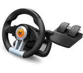 KROM K-WHEEL -Juego de volante y pedales Multiplataforma, palanca de cambios y levas en el volante, efecto vibracion, PC, PS3, PS4 y XBOX